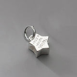 Real 925 Silver Star Pentagram Pendant for DIY Necklace Bracelet