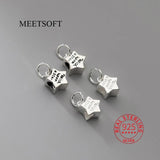 Real 925 Silver Star Pentagram Pendant for DIY Necklace Bracelet