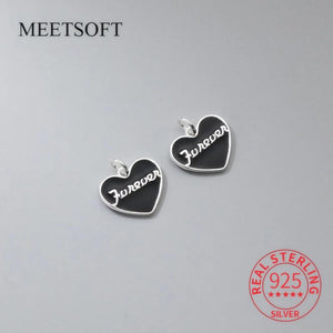 S925 Sterling Silver Peach Heart English Letter Charms