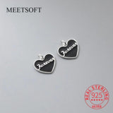 S925 Sterling Silver Peach Heart English Letter Charms