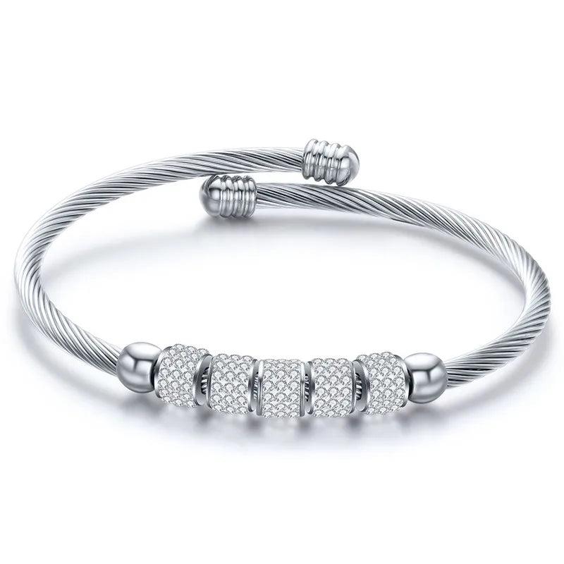 Heart Bracelet Bangle CZ Stone Women Bijoux