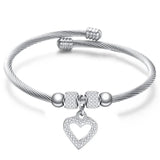 Heart Bracelet Bangle CZ Stone Women Bijoux
