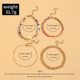 Sindlan 4Pcs Boho Shell Anklet Bracelets for Women Vintage Chain Set