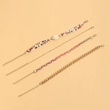 Sindlan 4Pcs Boho Shell Anklet Bracelets for Women Vintage Chain Set