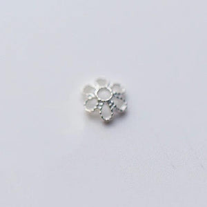 10pcs 925 Sterling Silver Flower Bead Caps Charms DIY Jewelry Accessory