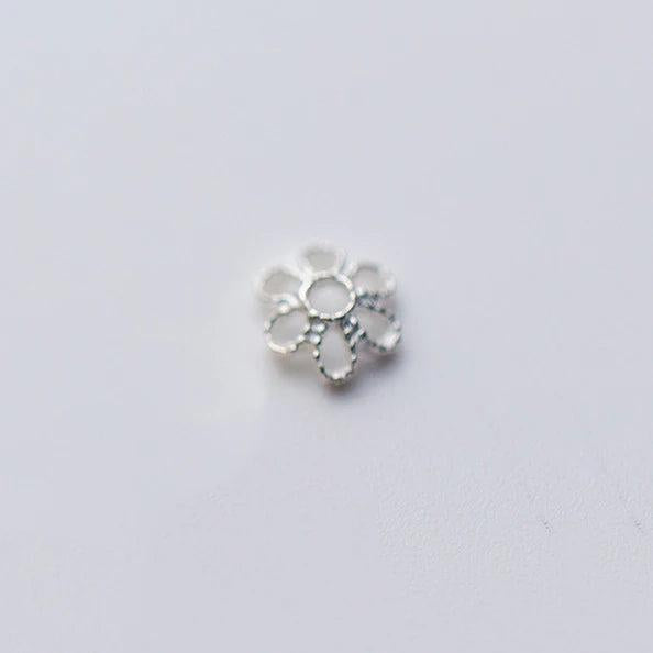 10pcs 925 Sterling Silver Flower Bead Caps Charms DIY Jewelry Accessory