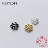 10pcs 925 Sterling Silver Flower Bead Caps Charms DIY Jewelry Accessory