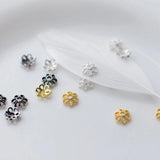 10pcs 925 Sterling Silver Flower Bead Caps Charms DIY Jewelry Accessory