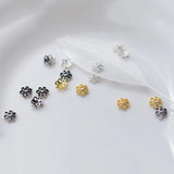 10pcs 925 Sterling Silver Flower Bead Caps Charms DIY Jewelry Accessory