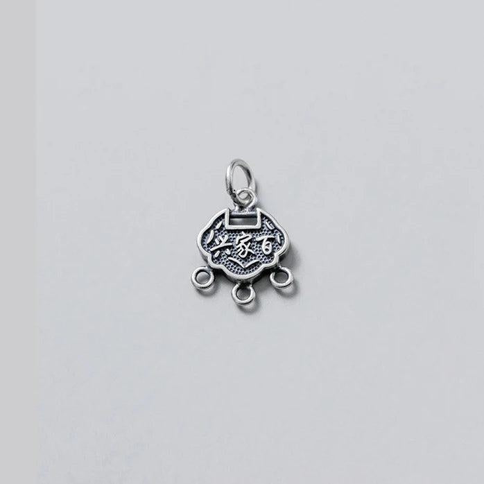 925 Sterling Silver Longevity Lock Charm for DIY Jewelry