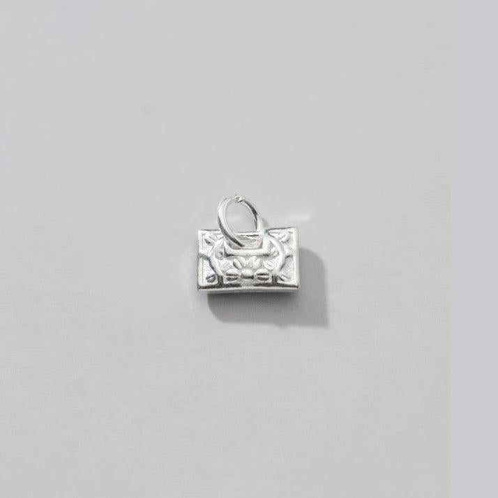 925 Sterling Silver Matte Flower Lock Charms for DIY Necklace