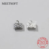 925 Sterling Silver Matte Flower Lock Charms for DIY Necklace
