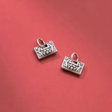 925 Sterling Silver Matte Flower Lock Charms for DIY Necklace