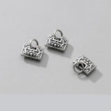 925 Sterling Silver Matte Flower Lock Charms for DIY Necklace