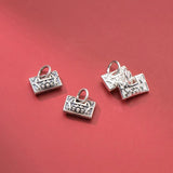 925 Sterling Silver Matte Flower Lock Charms for DIY Necklace