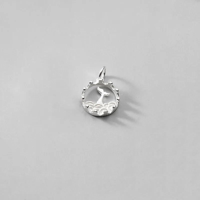 925 Sterling Silver Dolphin Disc Charms for DIY Jewelry