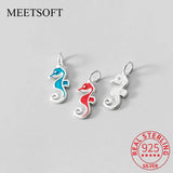 925 Sterling Silver Hippocampus Animals Charm for DIY Jewelry