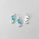 925 Sterling Silver Hippocampus Animals Charm for DIY Jewelry