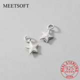 925 Silver Striped Star Charms for DIY Necklace Decoration