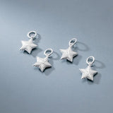 925 Silver Striped Star Charms for DIY Necklace Decoration