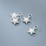 925 Silver Striped Star Charms for DIY Necklace Decoration