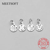 925 Sterling Silver Chinese Words Charms DIY Necklace Decoration