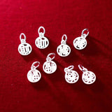 925 Sterling Silver Chinese Words Charms DIY Necklace Decoration