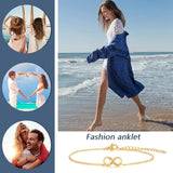 Infinity Anklet for Women, Stainless Steel Foot Chain Beach Summer Holiday Gift
