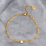 Hot Double Strand Golden Bean Foot Chain Anklets
