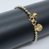Yellow Two-Tone Bead Bell Anklet, 9 inch Length