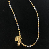 Yellow Two-Tone Bead Bell Anklet, 9 inch Length