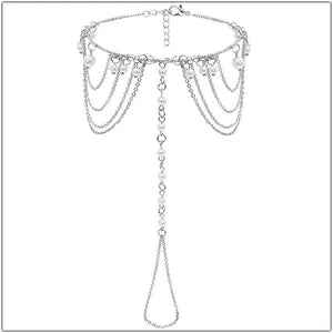 Boho Silver Tassel Toe Anklet