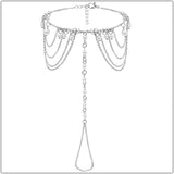 Boho Silver Tassel Toe Anklet