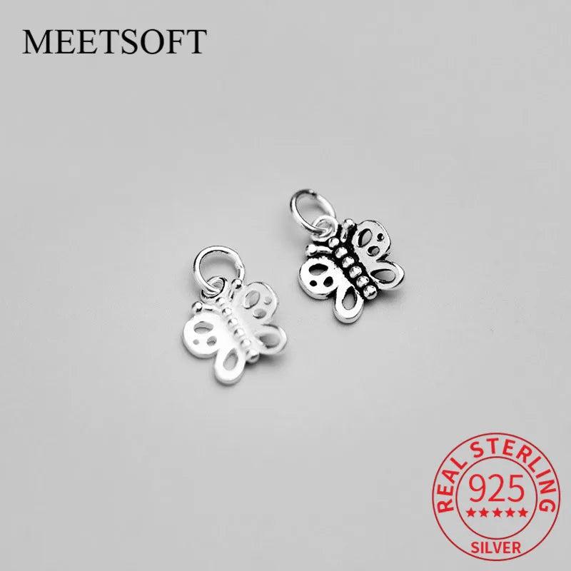 925 Silver Butterfly Charms for DIY Necklace Decoration Gift