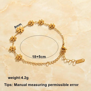 18KGP Plated Female Anklet Flowers Daisies Ankle Bracelet