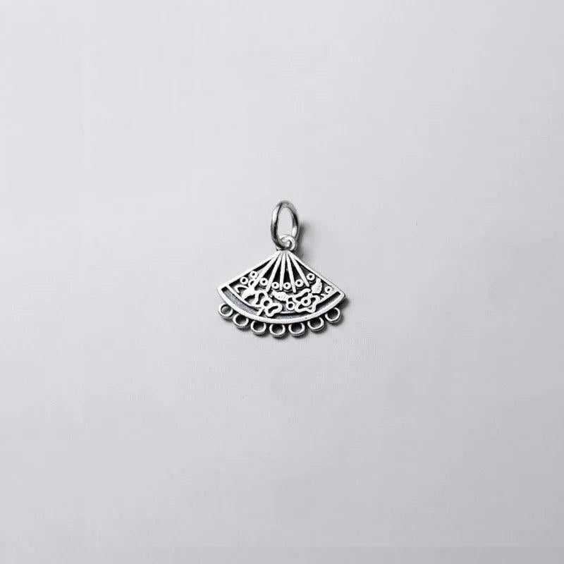 925 Sterling Silver Fan Hollow Charm for Women Party Necklace DIY