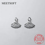 925 Sterling Silver Fan Hollow Charm for Women Party Necklace DIY