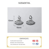 925 Sterling Silver Fan Hollow Charm for Women Party Necklace DIY