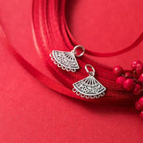 925 Sterling Silver Fan Hollow Charm for Women Party Necklace DIY