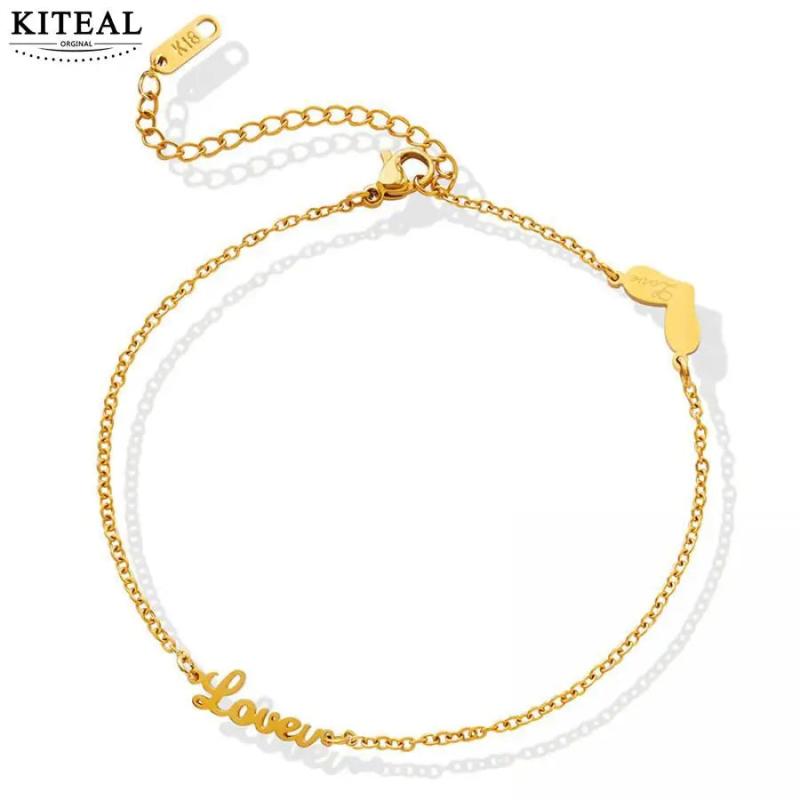 18KGP Plated Anklet Bracelet Love Heart Ankle Jewelry Display