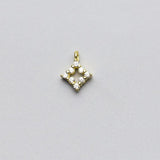 925 Silver Square Zircon Charms for DIY Pendant Decoration
