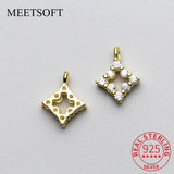 925 Silver Square Zircon Charms for DIY Pendant Decoration
