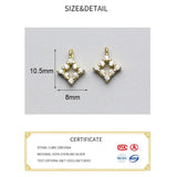 925 Silver Square Zircon Charms for DIY Pendant Decoration