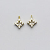 925 Silver Square Zircon Charms for DIY Pendant Decoration