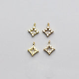 925 Silver Square Zircon Charms for DIY Pendant Decoration