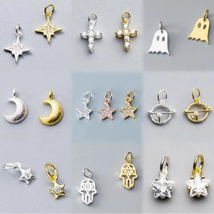 925 Silver Ring Stars Zircon Charms DIY Jewelry Accessory