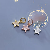 925 Silver Ring Stars Zircon Charms DIY Jewelry Accessory