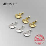 S925 Double Apricot Leaf Pendant Charms for DIY Bracelet Necklace