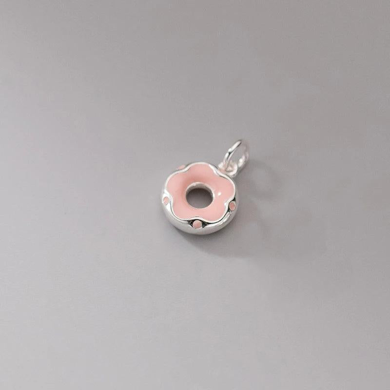 S925 Enamel Multicolor Donut Pendant Charms for Necklace Bracelet