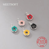 S925 Enamel Multicolor Donut Pendant Charms for Necklace Bracelet